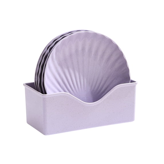 5Pcs Wheat Straw Plates, Lightweight Unbreakable Dinner Dishes Plates Set, Fruit Dish, Side Dish Plate, Home Storage Plate Purple