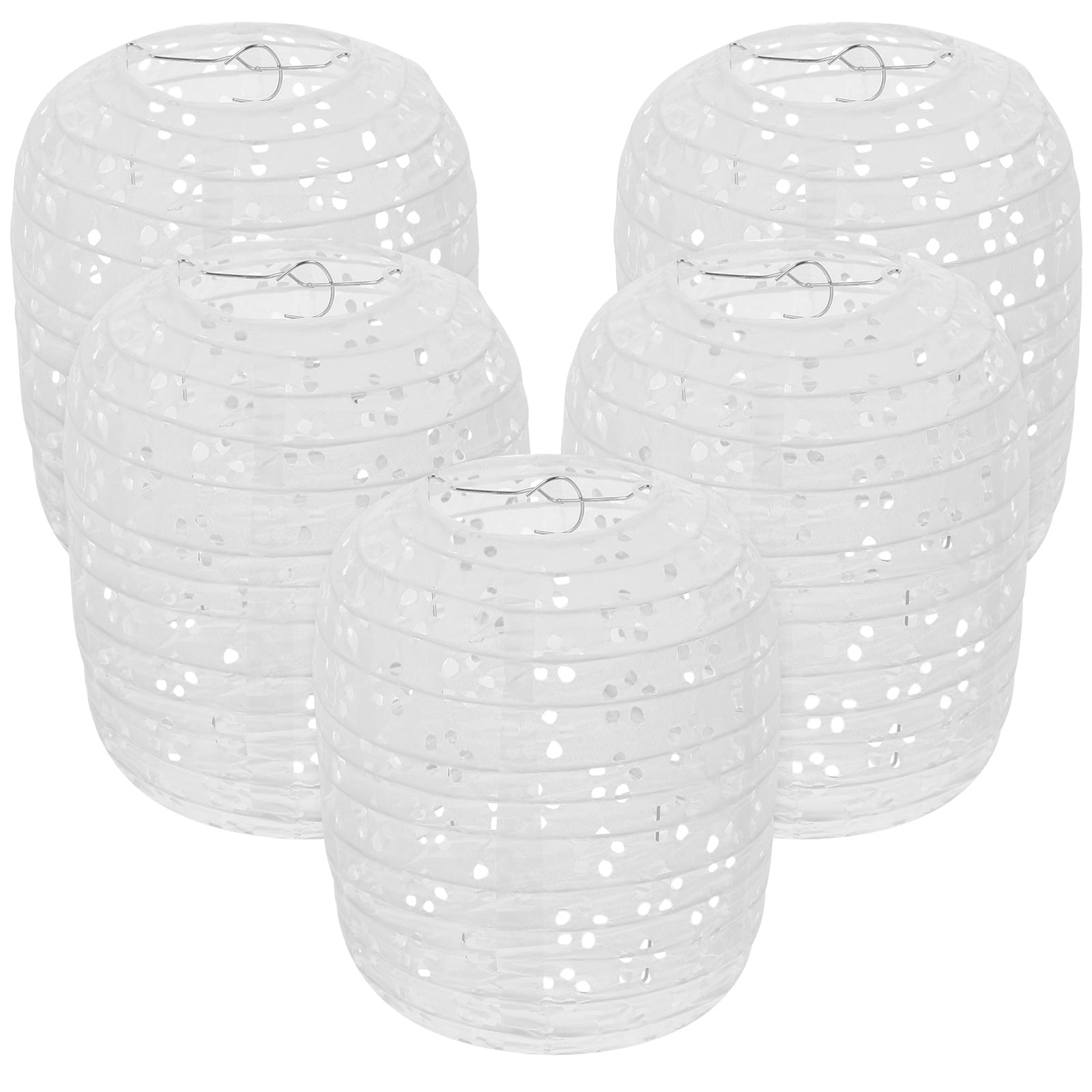 5Pcs White Paper Lanterns Foldable Chinese Hanging Paper Lanterns for