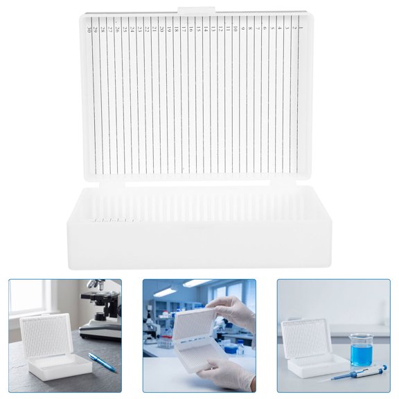 5Pcs White Plastic Microscope Slide Holder with Label Friendly Surface for Easy Identification