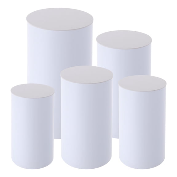 5Pcs White Round Cylinder Pedestal Stands Cake Flower Display Risers for Wedding Birthday Party