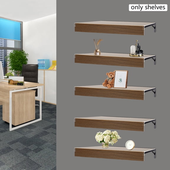 5Pcs Wire Shelf Covers, 33"x16" PVC Foamed Shelf Liners for Wire Shelving Wood Grain Removable Decorative Rack Cover for Pantry, Cabinet, Bathroom, Kitchen (Dark Wood Color)