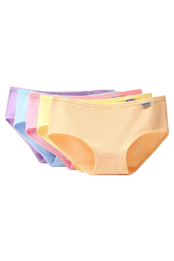 5Pcs Women Underwear Cotton Candy Color Girls Ladies Panties Size XL (Random Color)