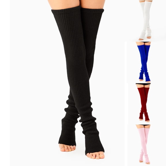 5Pcs Women's Knit Leg Warmers Under $5! Kadlawus Women's Solid Color Warm Knitted Leg Cover, Over Knee Long Sock Cover for Winter, Stretchable Leg Warmers, Cold Weather Leggings