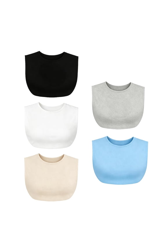 5Pcs Women's Wearable Mock Camisole Bra Insert Overlay Modesty Panel Vest Multiple Colors Available