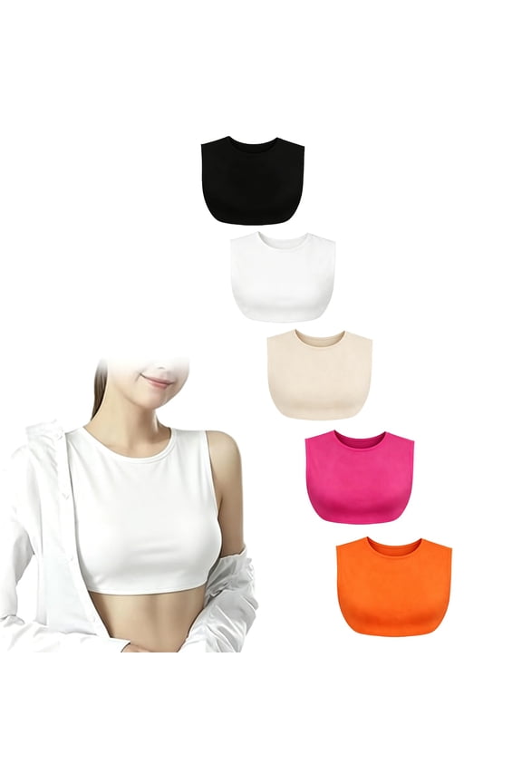 5Pcs Women's Wearable Mock Camisole Bra Insert Overlay Modesty Panel Vest Multiple Colors Available
