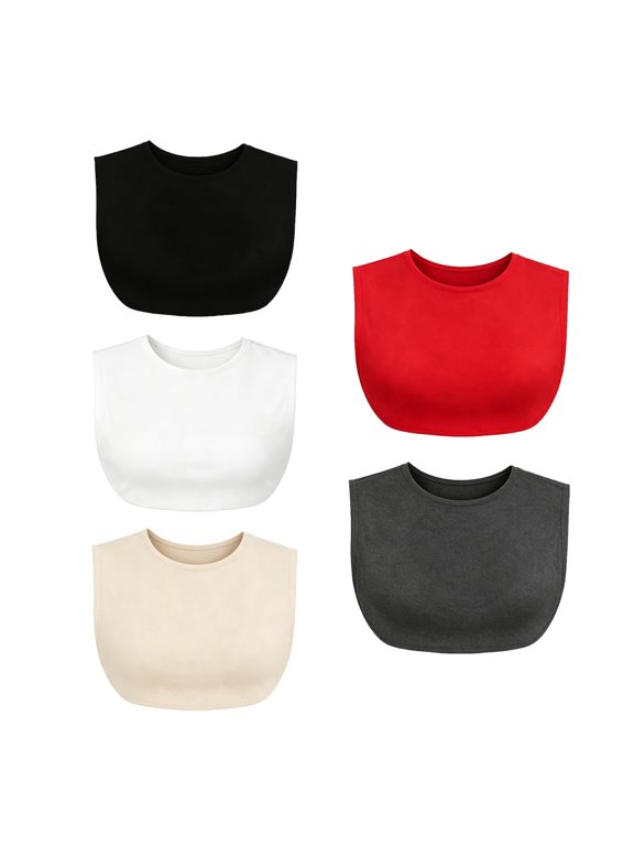 5Pcs Women's Wearable Mock Camisole Bra Insert Overlay Modesty Panel Vest Multiple Colors Available