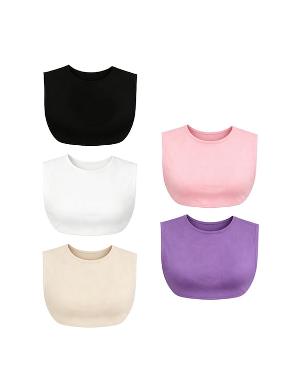 5Pcs Women's Wearable Mock Camisole Bra Insert Overlay Modesty Panel Vest Multiple Colors Available