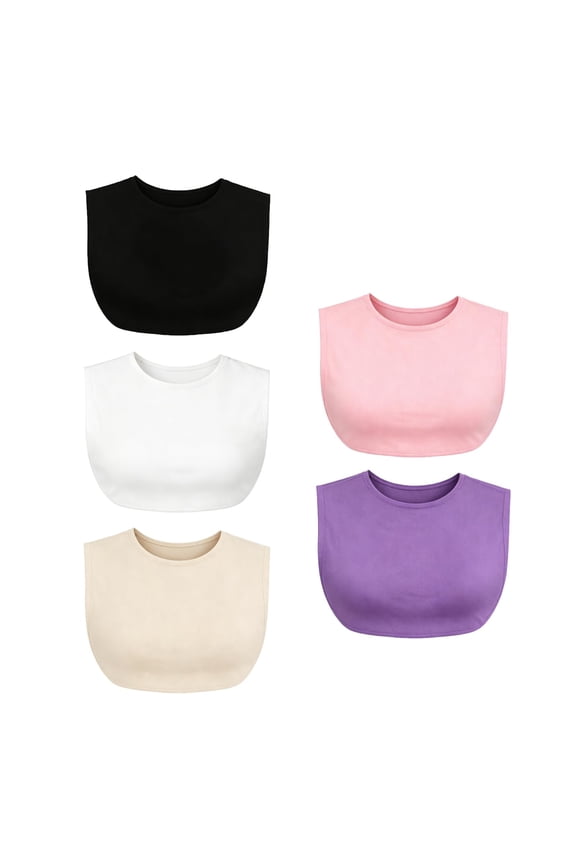 5Pcs Women's Wearable Mock Camisole Bra Insert Overlay Modesty Panel Vest Multiple Colors Available