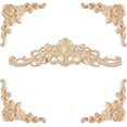 thumbnail image 1 of 5Pcs Wood Carved Onlay Appliques Flower Long Wood Applique Unpainted Wooden Carving Decals Wall Decorative Corner for DIY Furniture Wedding Decor Mirror Mantel Door Bed Burlywood DIY, 1 of 7