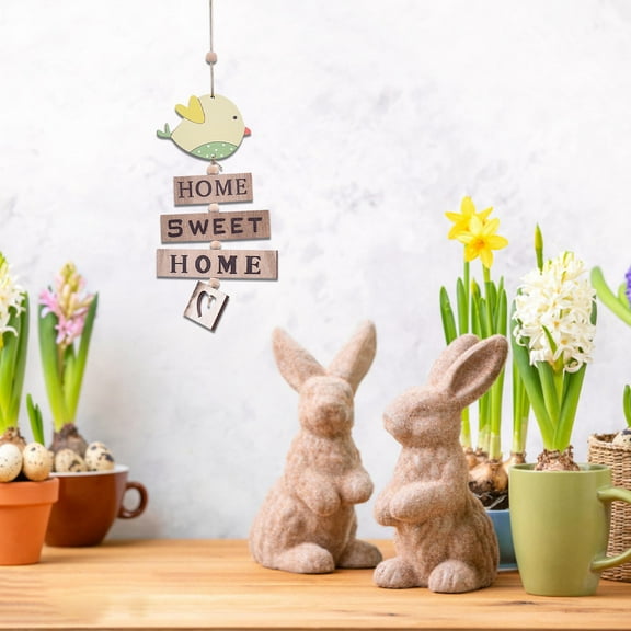 5Pcs Wooden Easter Bunny Letters! Usloyux Decorative Wooden Alphabet Pendant for Home, Easter Bunny Letter Decor for Wall, Spring Holiday Decoration for Room, Handmade Wood Sign for Easter