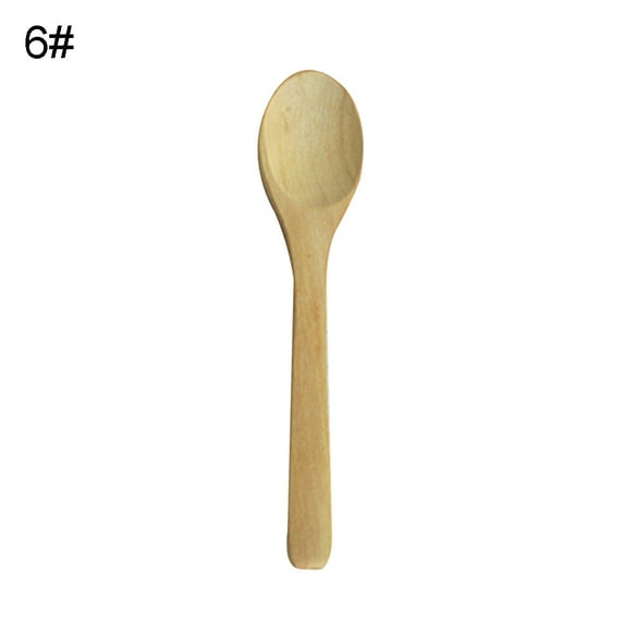 5Pcs Wooden Handmade Long Handle Eating Cooking Soup Spoons Kitchen Utensil
