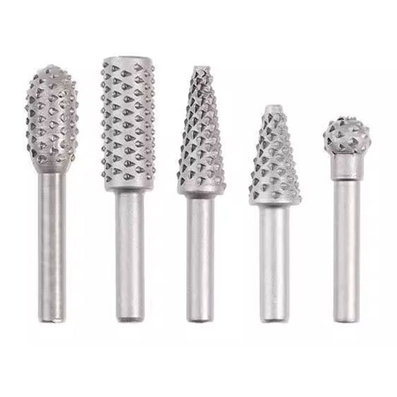 5Pcs Woodworking Twist Drill Bit Carving File Rasp Drill Bit Electrical Tool Woodworking Rasp Chisels Shaped