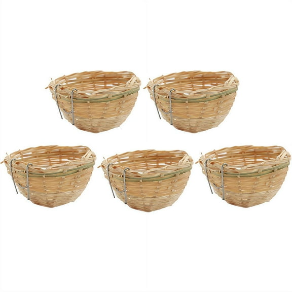 5Pcs Woven Bamboo Bird Nest for Cage 3.9x2.4'' Parakeet Nest Canary Nest Bird Cage Accessories for Dove Pigeon Parrot Budgie Canary Nest