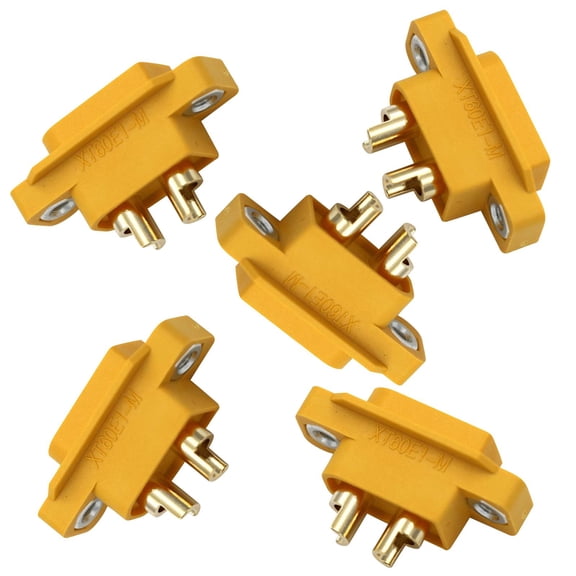 5Pcs XT60E1 Male Connectors, High-Temp Nylon, Gold Plated Spring, RC Battery and Motor