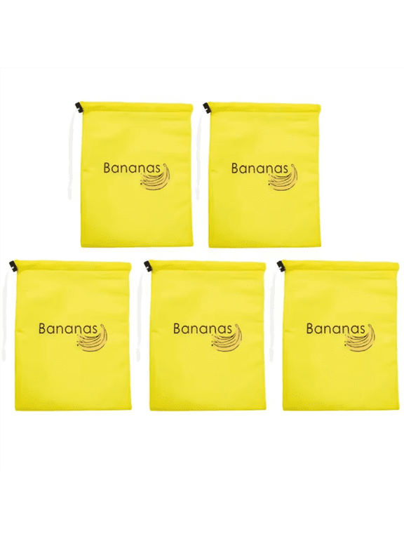 5Pcs Yellow Banana Storage Bags Insulated Fruit Vegetable Fresh-Keep Bundle Pocket Drawstring Preserve Bag,5 x Banana Storage Bags,Yellow