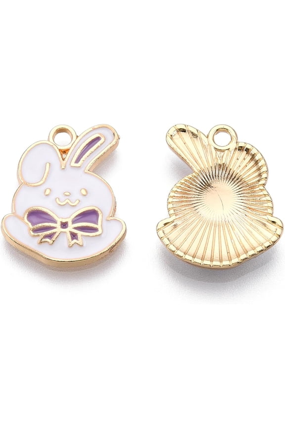 5Pcs Zinc Alloy Pendants with Enamel Rabbit with Bowknot Pendants Jewel Accessories