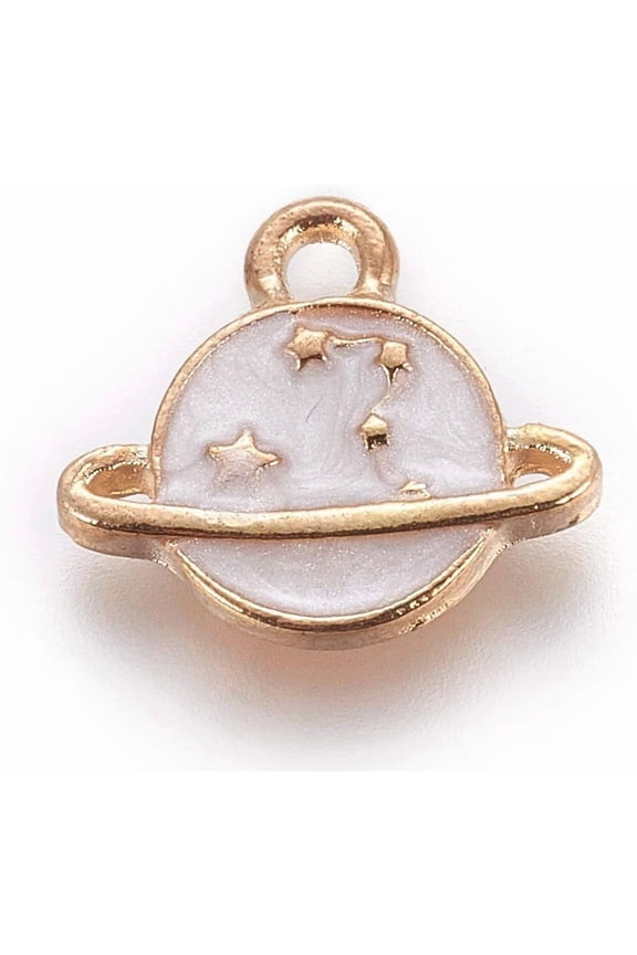 5Pcs Zinc Alloy Planet Pendants Pendant Charm with Enamel Planet Light Gold Pendant Decoration for Women Birthday Festival Elegant Gifts Jewelry 13x14.5x2mm Hole: 1.5mm