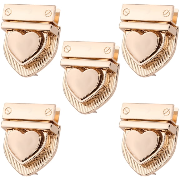 5Pcs Zinc Alloy Twist Bag Lock Purse Catch Clasps Heart for DIY Bag Purse Hardware Accessories Light Gold 3.2x2.9x0.9cm DIY