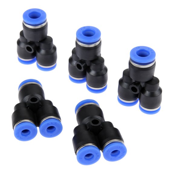 5Pcs/lot 3 Way Pneumatic Reducer Y Union Tee Connectors OD Reducing Unequal Pneumatic Air Tube Quick Joint Fittings