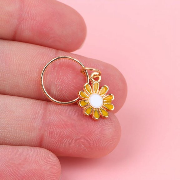 5Pcs/set Daisy Flower Alloy Knitting Stitch Markers Zinc Alloy Flower Pendant Multicolor For Knitting Tools DIY Findings