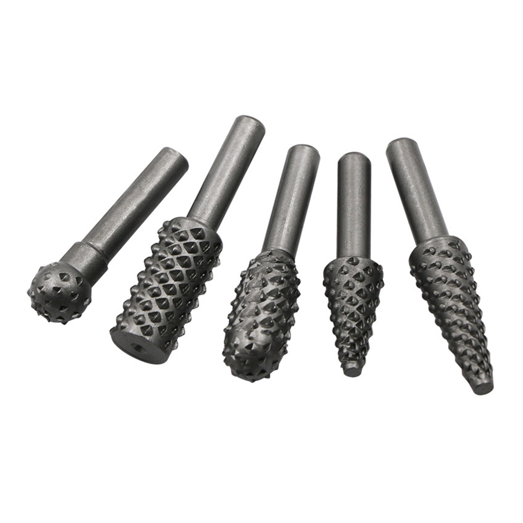 5Pcs/set Rotary Rasp HSS Grinding Head Power Tool Woodworking Cutter