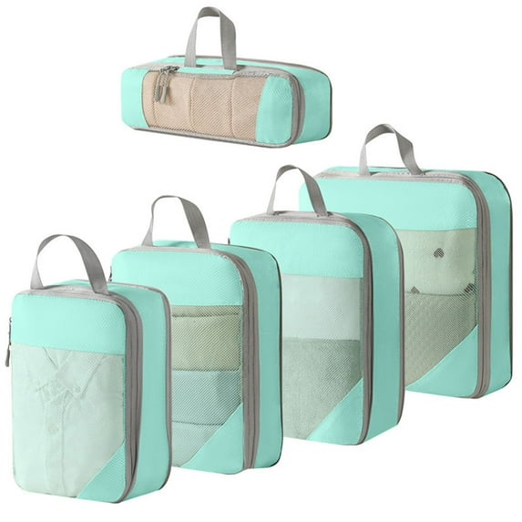 5Pcs/set Travel Bag Compression Packing Cubes Lightweight Storage Bag Portable Luggage Suitcase Organizers Zipper Pouch