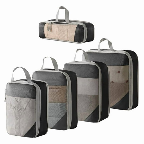 5Pcs/set Travel Bag Compression Packing Cubes Lightweight Storage Bag Portable