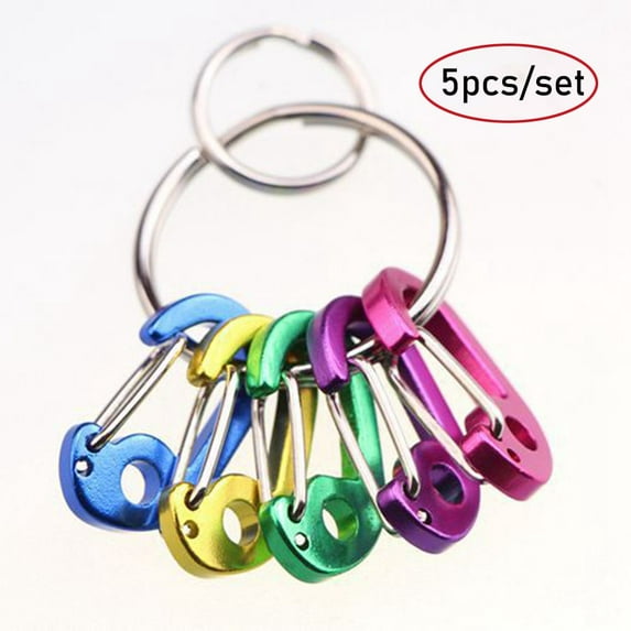 5Pcs/set With Keyring Water Bottle Hanging Accessories Keychain Snap Hook D-Type Buckle Backpack Buckles Outdoor Carabiner 5PCS