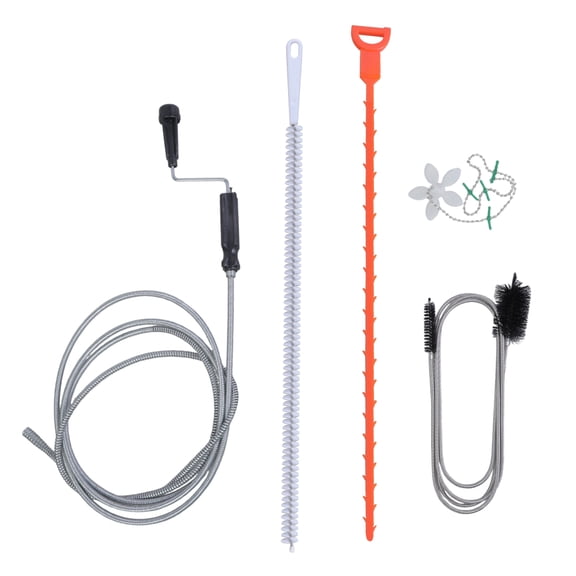 5Piece/set Flexible Pipe Cleaners Drain Cleaning Kits 118 Inch Spirals 61 Inch Brush 19.7 Inch Snake for Clogs in Pipes