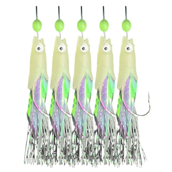 5Pieces Baits Rig Fishing Lures Glows Fishing Baits Rig Fish Skin Lures Fishing Beads Fishing Rig with Hook