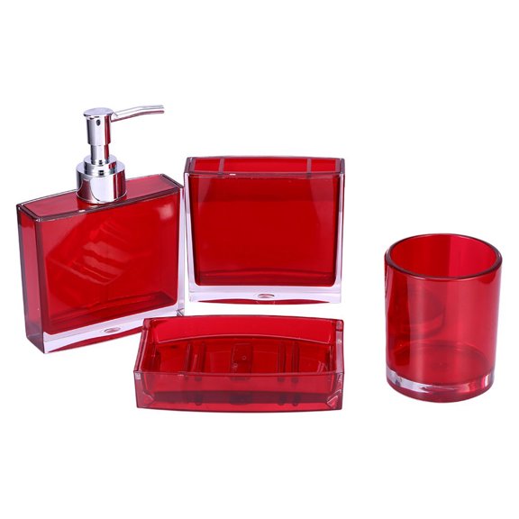 5Pieces Bathroom Essentials Set Not Breakable Acrylic Dispenser Toothbrush Holders
