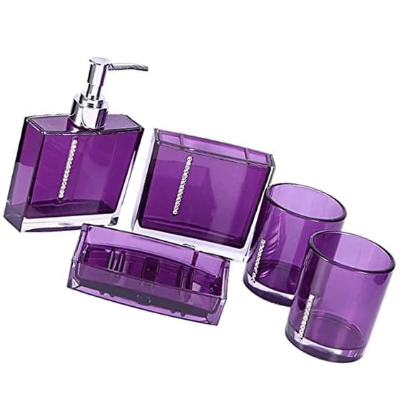 5Pieces Bathroom Essentials Set Not Breakable Acrylic Dispenser Toothbrush Holders
