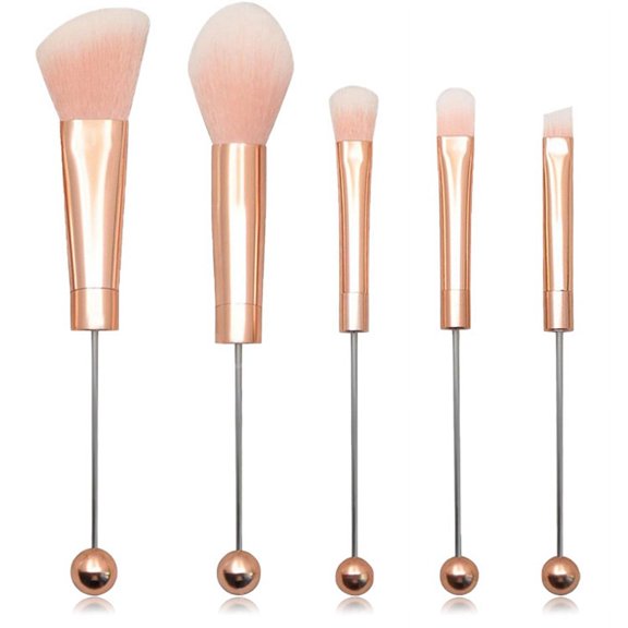 5Pieces Beadable Makeup Brushes Silicone Beads DIY Makeup Cosmetic Brushes Beaded Brushes Kit for DIY
