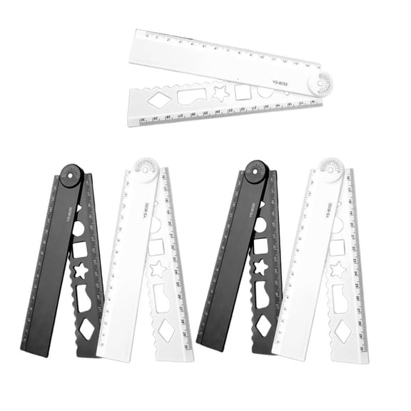5Pieces Black White Folding Rulers Compact Design for Architects Engineers