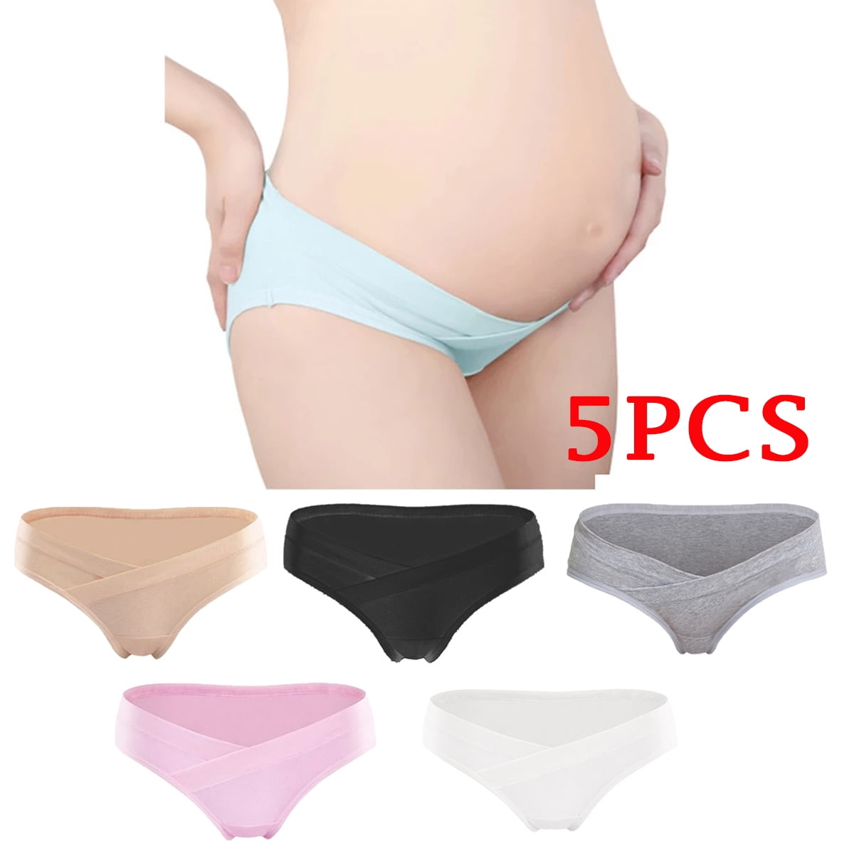 5Pieces Pregnant Women Cotton Breathable Maternity Underwear Belly Support Panties  U Shape Low Waist Panties 