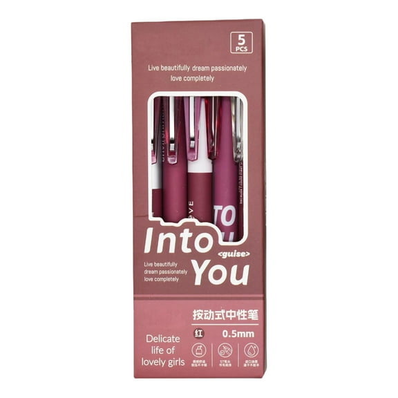 5Pieces Press Action Gel Inks Pen 0.5MM Tip Retractable Gel Pen Quick Drying Journaling Pens for Writing Note Taking