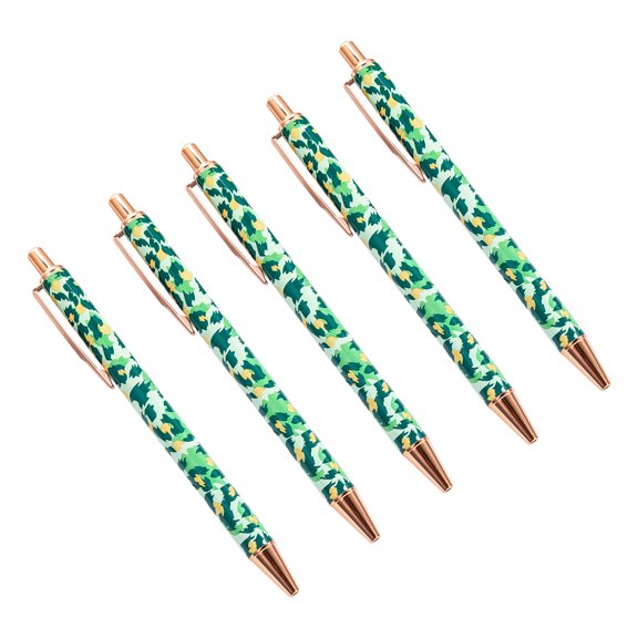 5Pieces Retractable Ballpoint Pen Business Signing Pen Smooth to Write, Leopards Print Ballpoint Pen with Pen Clip