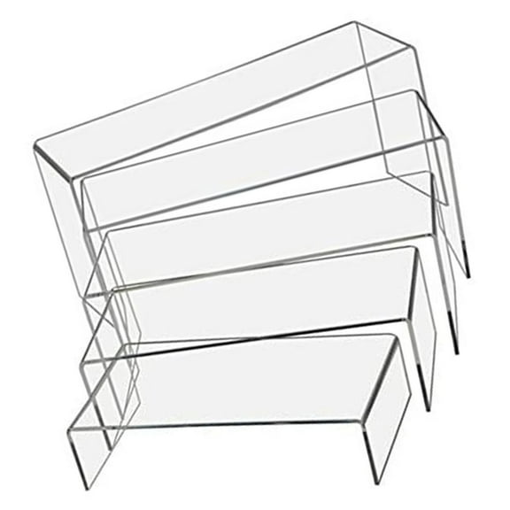 5Pieces Tiered Acrylic Display Risers Clear Stands Shelves Perfumes Rack for Retail Home and Desktop Organization