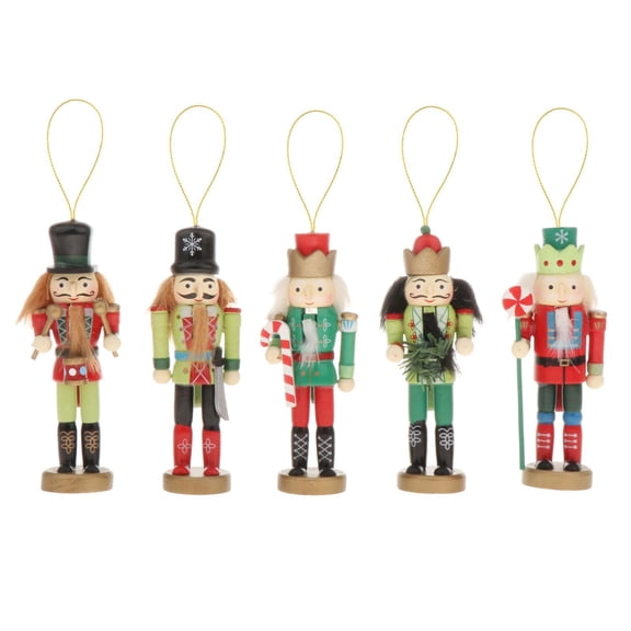 5Pieces Traditional Nutcracker Soldier Toy Ornament Xmas r , Colorful