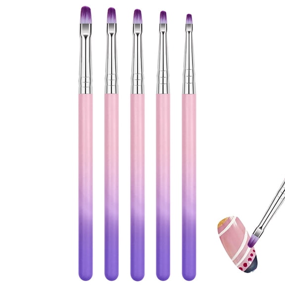 5Pieces Wood Nail Brush, Ombre Pen For Gel Nail Gradient Brush Nail Design Painting Kit Nail Art Tools - B purple+pink