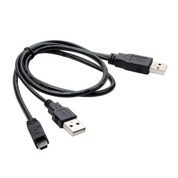 5Pin To Double USB A Male Cable For External Hard Disk DVDs Player Data Transfer PVC USB Y Cable USB Splitter