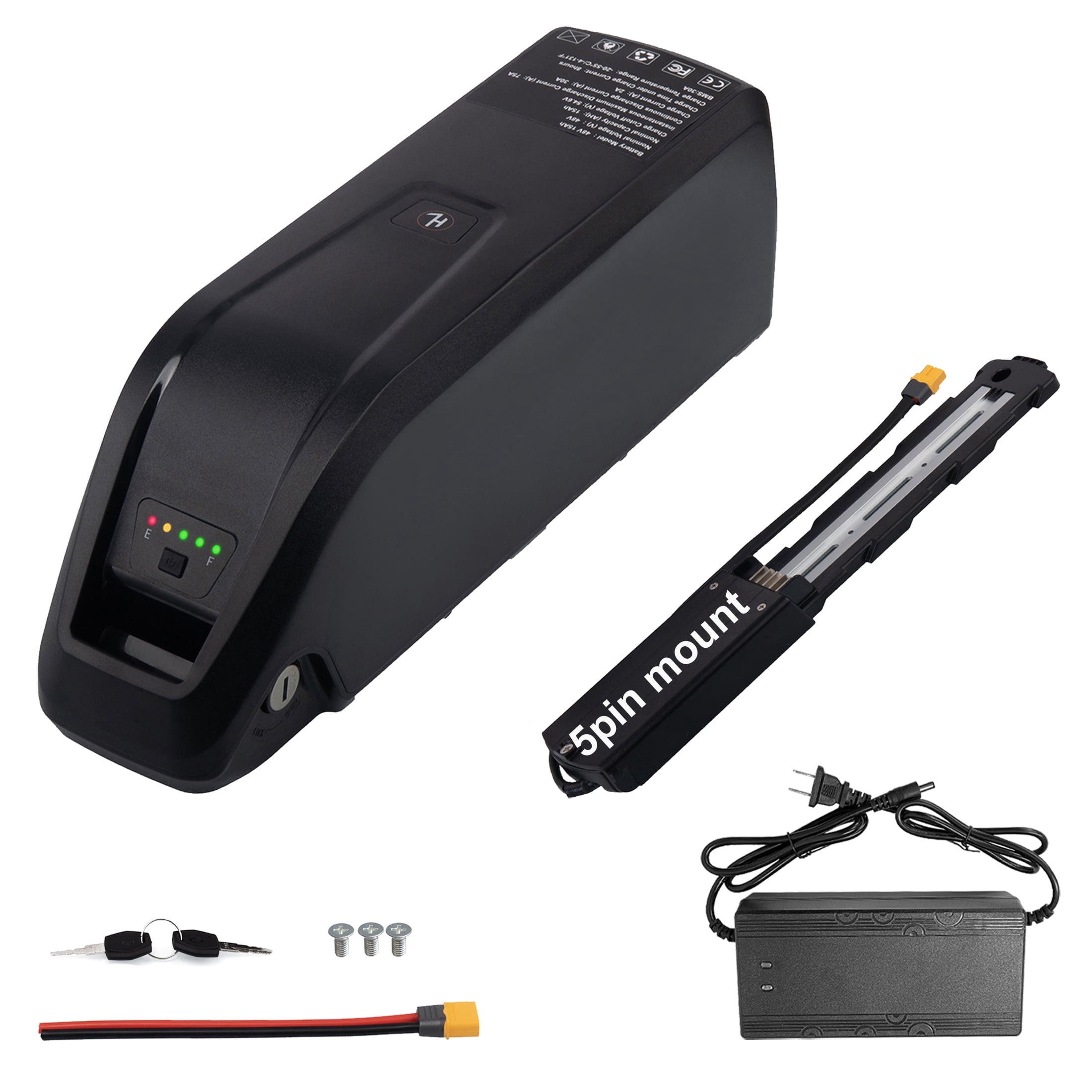 5-Pin 48V 15AH Ebike Battery Rechargeable Lithium Ion Battery 1500W for Adult Electric Bike Tricycle