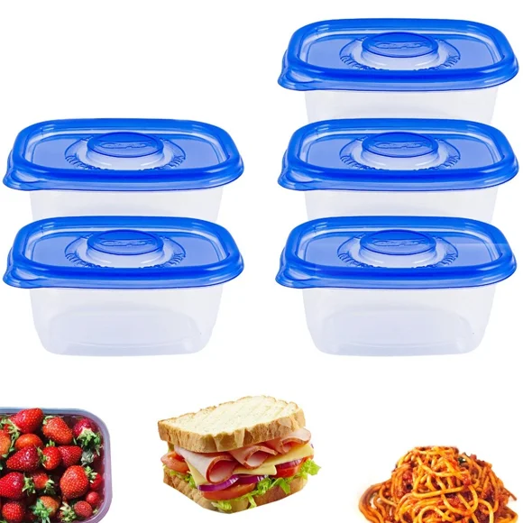 5Pk Food Storage Bpa Free Plastic Container Meal Prep Freezer Microwave Reusable