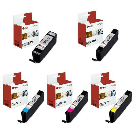 5Pk LTS PGI-280 CLI-281 PB/B/C/M/Y HY Compatible for Canon Pixma TR7520 Ink