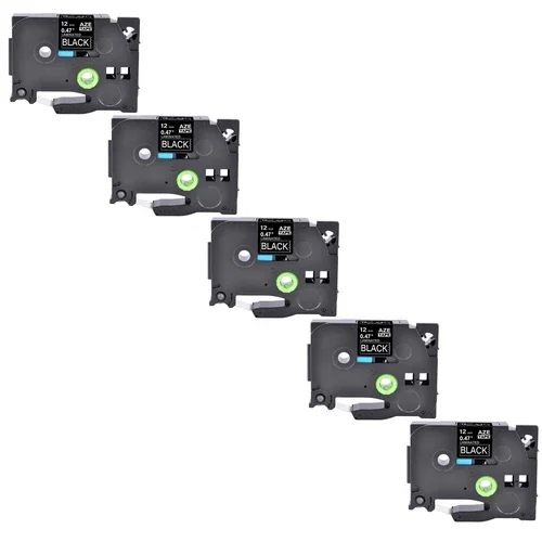 5Pk Tz 335 Tze 335 White On Black Label Tape 1/2'' For Brother P-Touch Printer