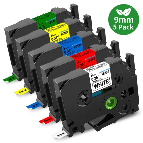 5Pk Tze-221-721 For Brother P-Touch Laminated Label Maker Tape White 9Mm Pt-D210