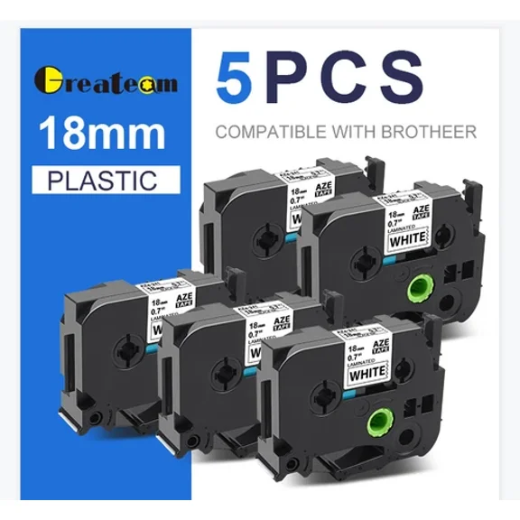 5Pk Tze-241 Tz-241 Compatible Brother P-Touch Tze Label Tape 18Mm White Pt-H110