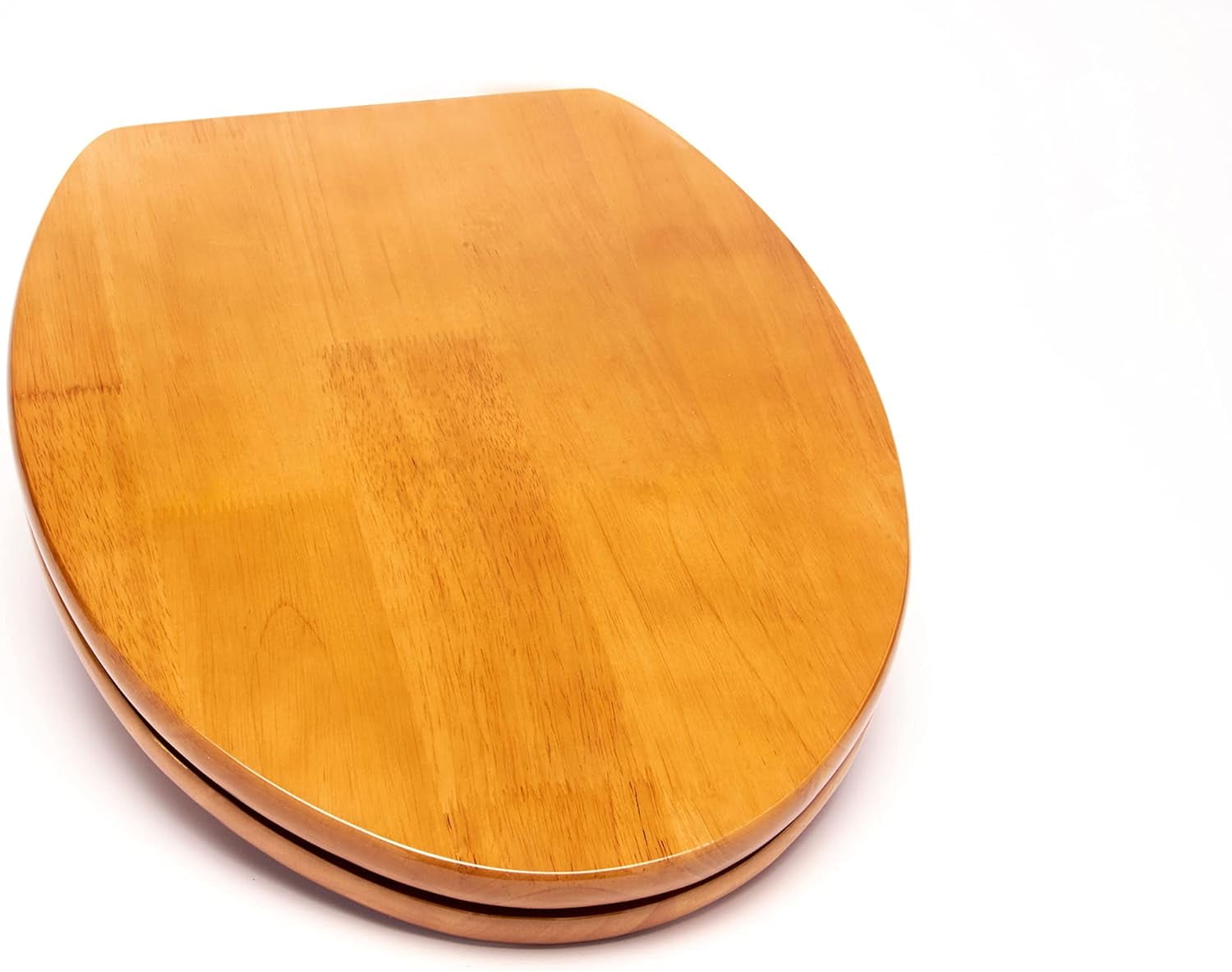 5Q1E3-17CH Solid Oak Contemporary Design Toilet Seat with Slow Close & R'N'C Hinge, Elongated, Natural Oak with Chrome