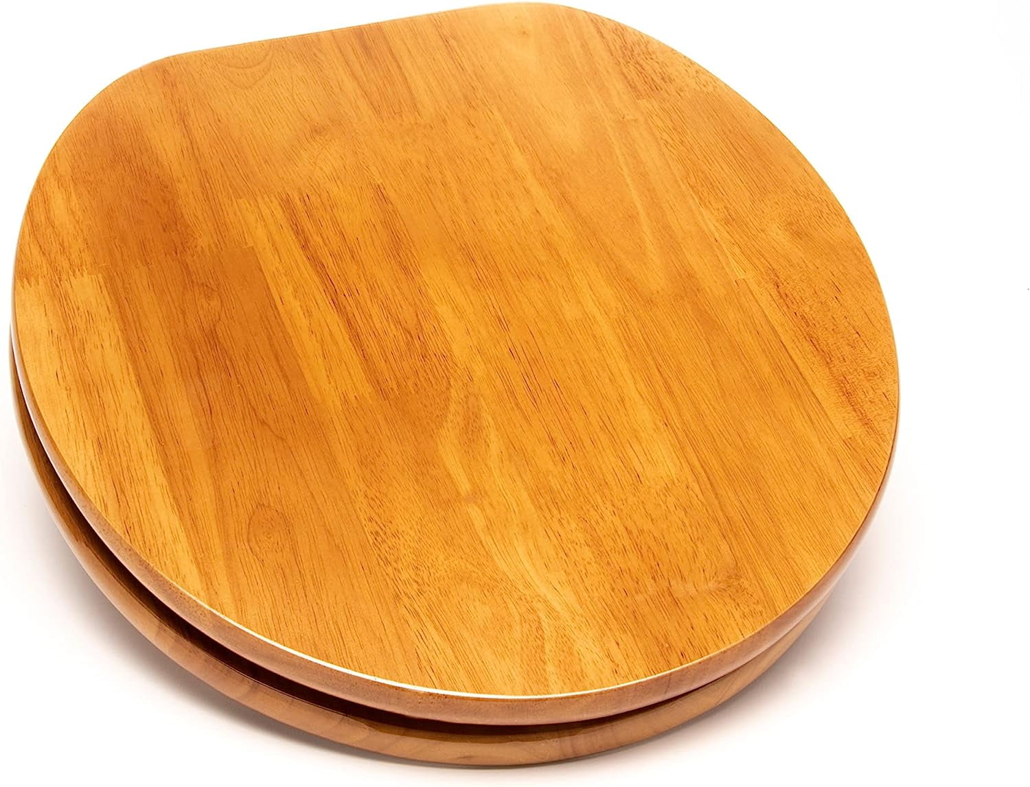 5Q1R3-17CH Solid Oak Contemporary Design Toilet Seat with Slow Close & R'N'C Hinge, Round, Natural Oak with Chrome