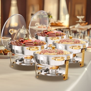 5QT 2-Pack Rose Gold Chafing Dish Set - Stainless Steel Buffet Warmer For Parties & Catering